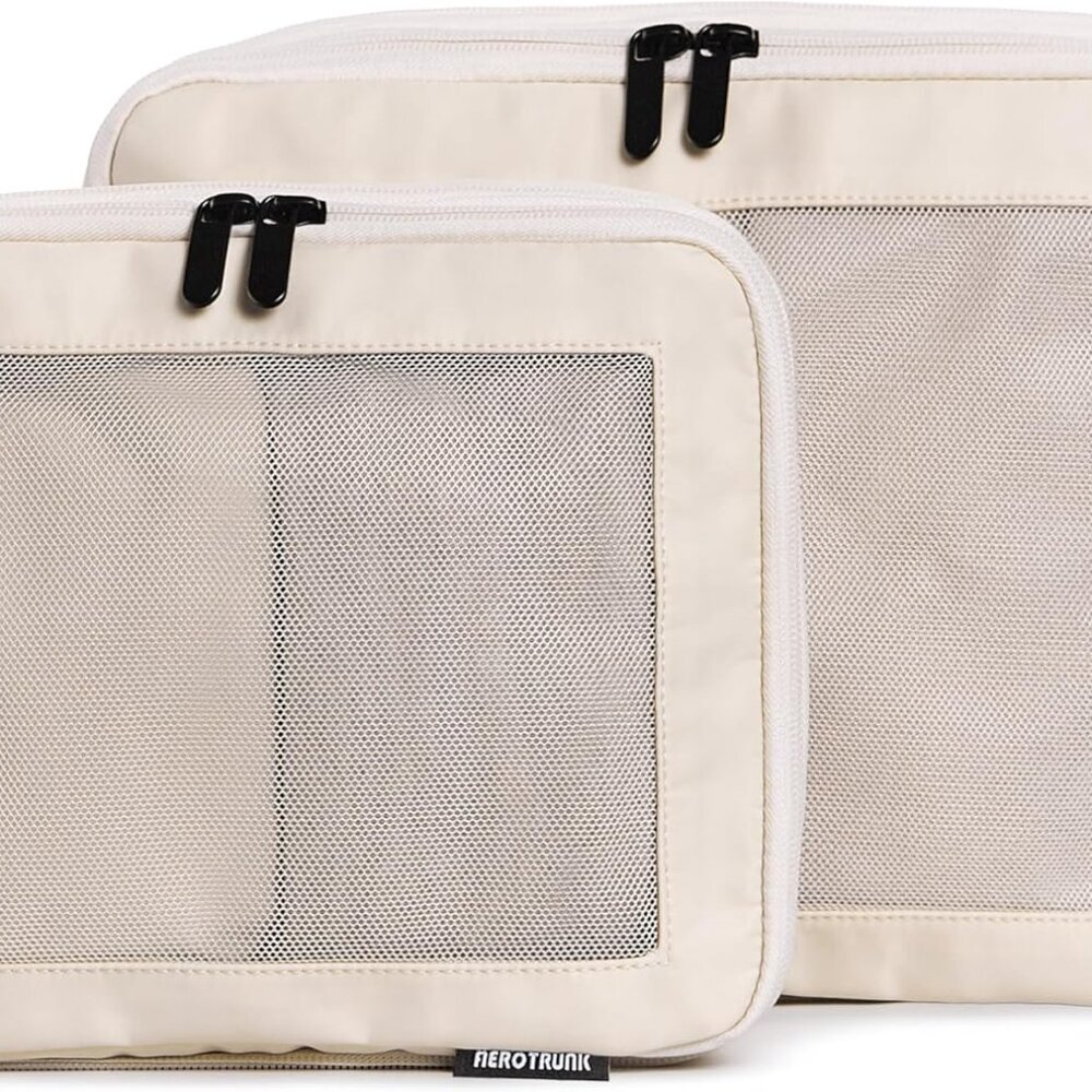 Compression Packing Cubes for Travel - Luggage Organizer Bags - Double Zipper Pa
